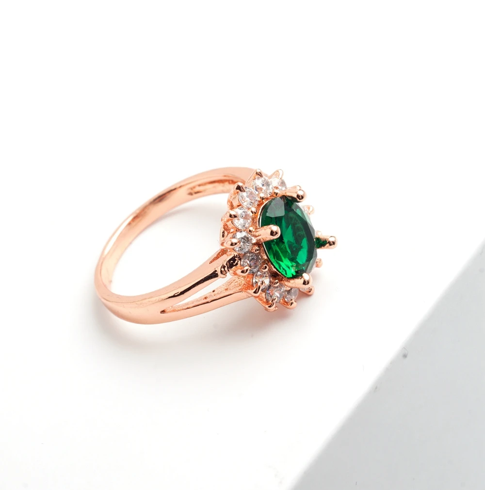 Yunkingdom Bague Femme новое розовое золото цвет ювелирные изделия Anel Feminino Зеленый Циркон Кристалл классические обручальные кольца H2503