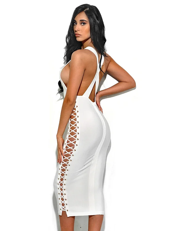 2017 новейшие белый без рукавов с v образным вырезом выдалбливать пикантные Для