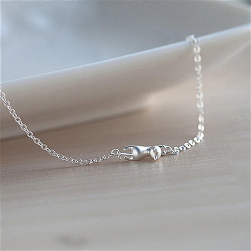 AKOLION серебряный браслет с котом, животным, S925 амулеты, цепочка, регулируемый браслет для девушек, женщин, рождественский подарок