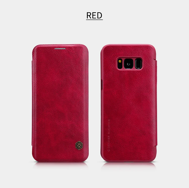 Красный Для Samsung Galaxy S8 Nillkin Qin серии кожаный флип чехол, Роскошный футляр для кредитных карт бизнес для Samsung Galaxy S8 чехол для телефона - Цвет: Красный