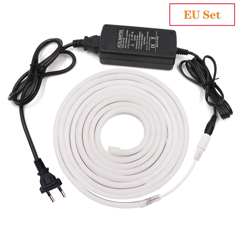 0,5/1/2/3/4/5 m DC12V Светодиодные ленты неоновый светильник SMD 2835 120 светодиодный s/m Водонепроницаемый гибкий светодиодный лента неоновая вывеска для организаций и магазинов лента светильник со штепсельной вилкой европейского стандарта