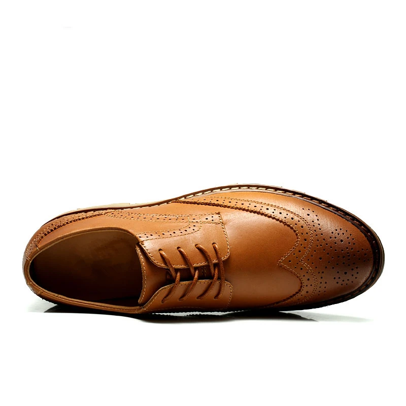Туфли мужские классические перфорированная натуральная кожа на платформе в