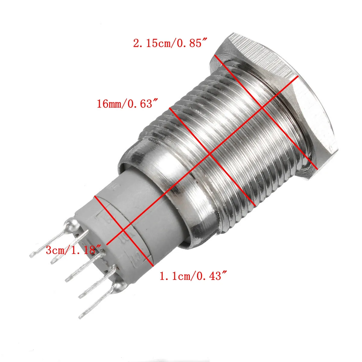 Автомобильный самоблокирующийся светодиодный переключатель 16 мм из нержавеющей