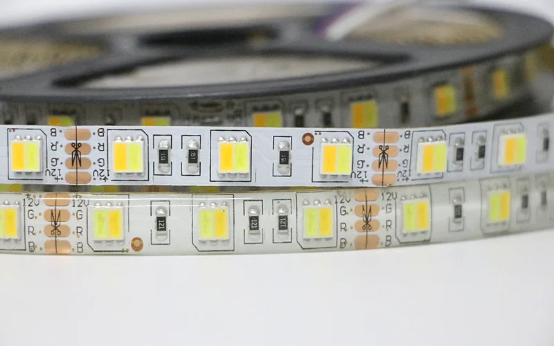 Двухцветная светодиодная ленсветильник 5050/5025 холодный белый + теплый CW/WW 12 В 5 м