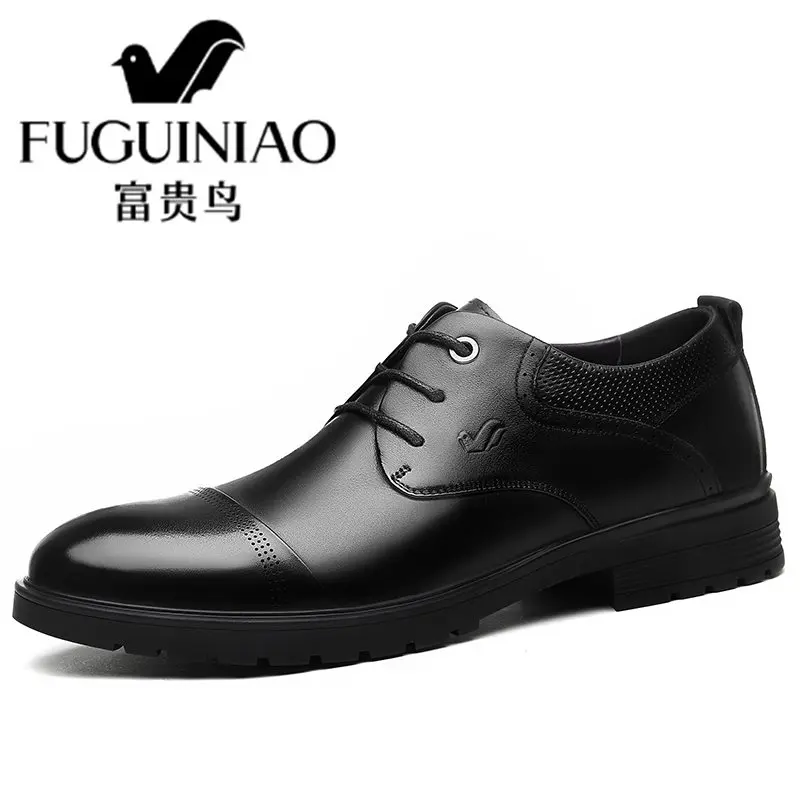 Zapatos Hombre/модные мужские повседневные деловые модельные туфли из натуральной кожи; мужские туфли на плоской подошве с кружевом; роскошные свадебные туфли на платформе; Sapato Masculino - Цвет: Black