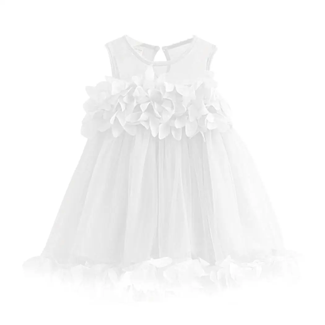 New Kids Children Solid O-Neck Sleeveless Everyday Holiday Floral A-line Girls Cute Summer Casual Dress | Детская одежда и обувь
