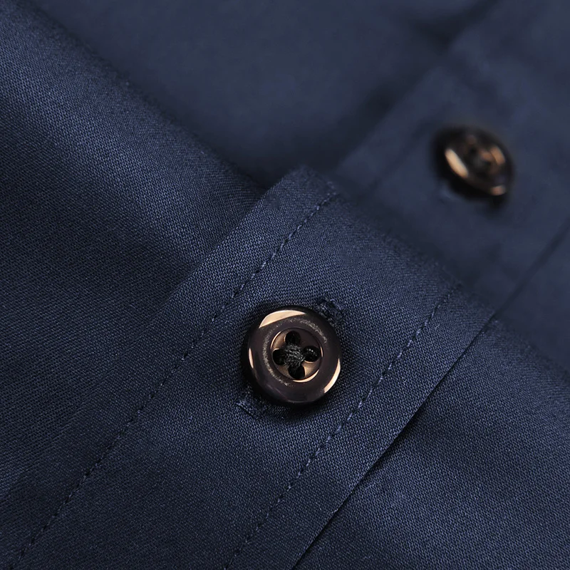

Men's Formal Standard-fit Easy-Care Plain Shirt Dark-blue Long-sleeve Male Business Office Wear Wrinkle-Free Solid Dress Shirts