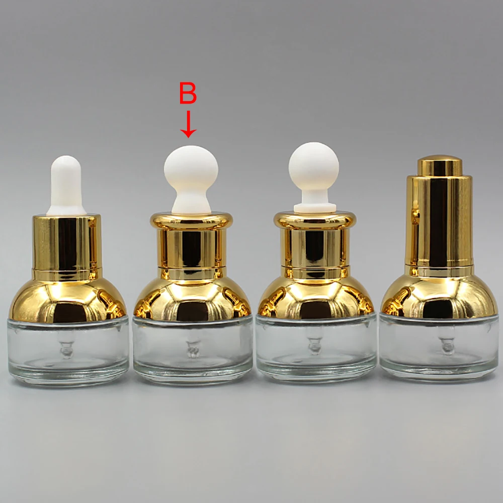 20 мл пустые прозрачные бутылки с золотой капельницей оптом капельницы