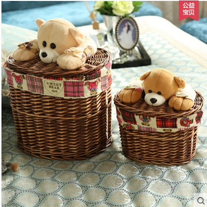 Домашний ротанговый медведь ведро для белья ивовая корзина хранения ящик одежды