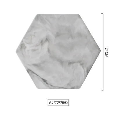 9.5 Inch Hexagon Мраморная керамическая тарелка, тарелка для торта, десерта, фруктов, суши, тарелка, разделочные доски, подставка, декоративная тарелка, кухонные инструменты - Цвет: 9.5 Inch Hexagon