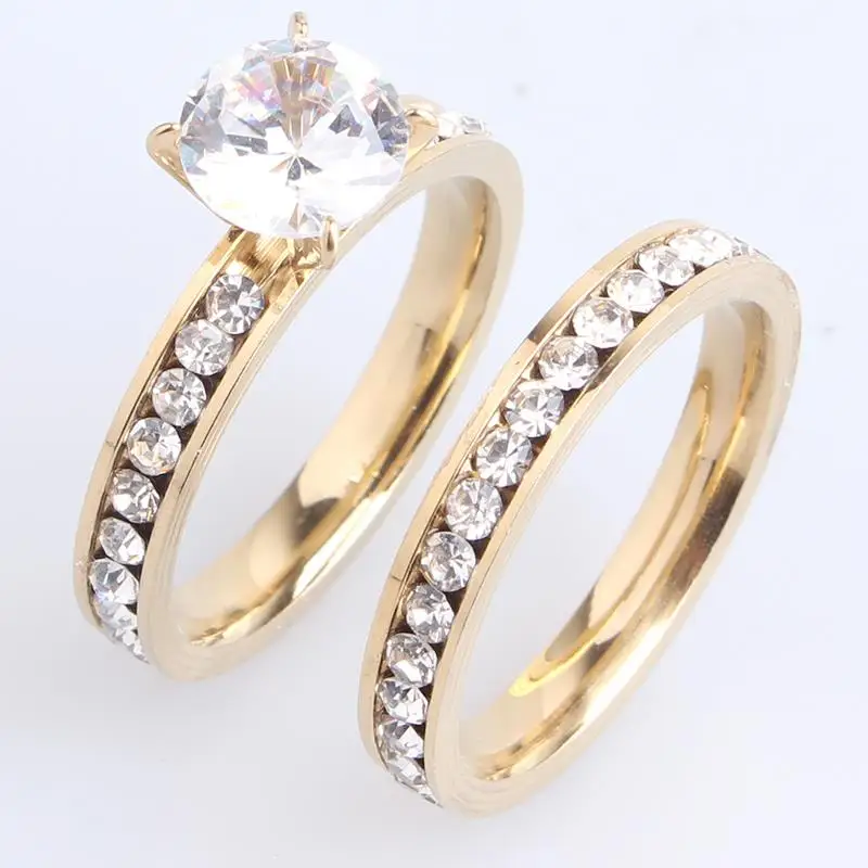 3 мм золотой цвет искусственный циркон влюбленные 316L нержавеющая сталь свадебная