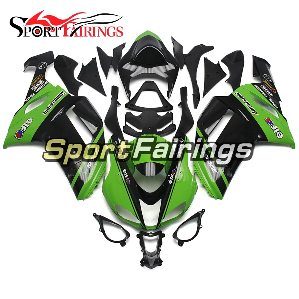 

Обтекатели для мотоцикла Kawasaki ZX6R ZX-6R 07 08 Ninja 636 2007-2008, Обтекатели из АБС-пластика, обтекатели, комплект обтекателей, зеленый, черный