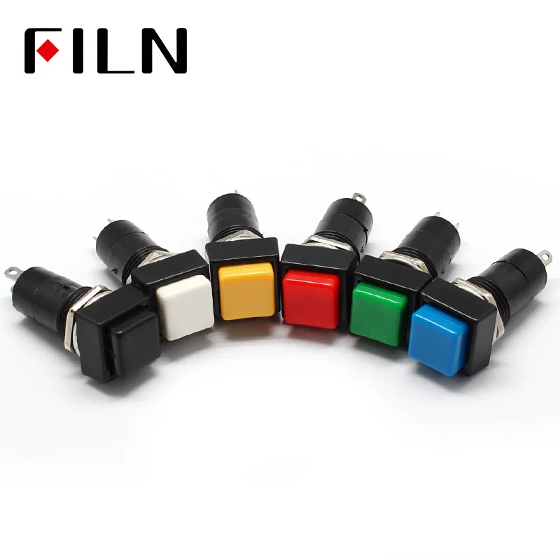 

Square Momentary ON OFF Push Button Switch Red Blue Green Yellow White Black SPST Car Dash 12V 12MM PBS-11A PBS-11B