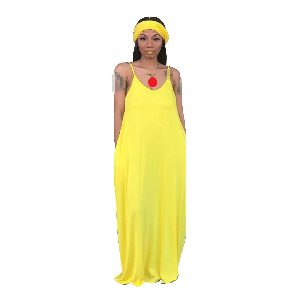 Женское Свободное длинное летнее платье сексуальное пляжное с круглым вырезом