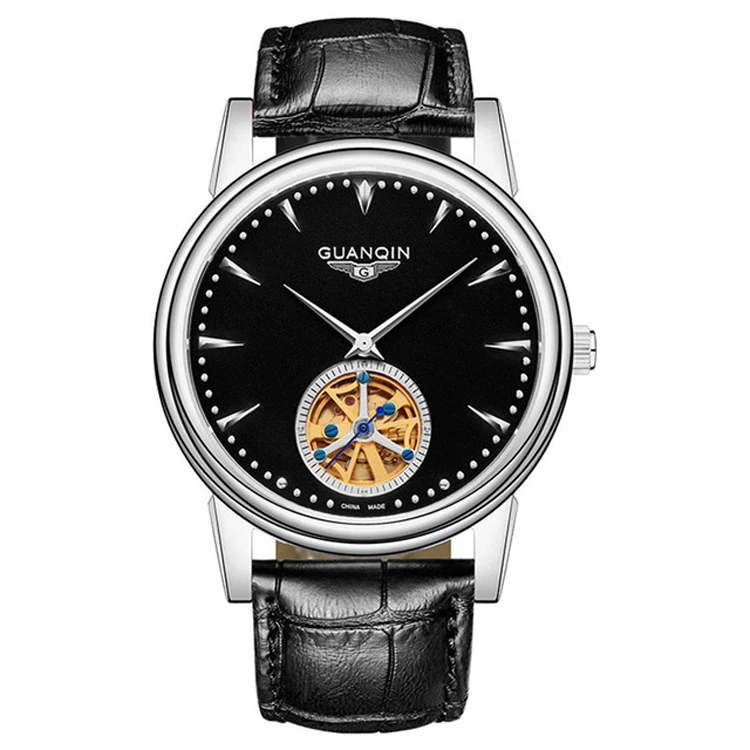 Мужские s часы лучший бренд класса люкс GUANQIN мужские часы спортивные Tourbillon автоматические механические кожаные Наручные часы GJ16048