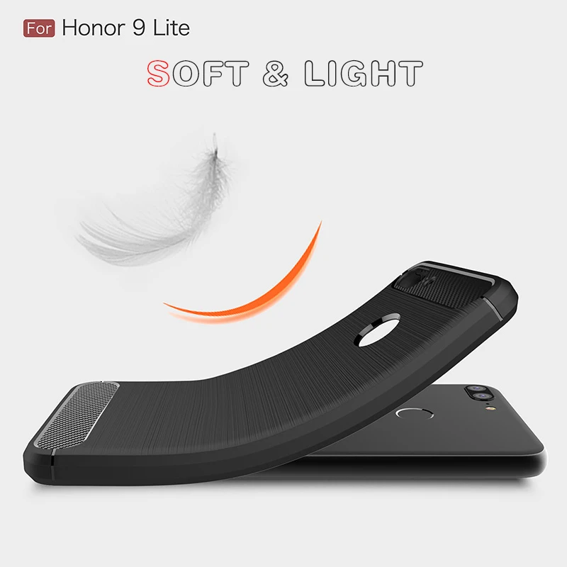 Силиконовый чехол Nephy для Huawei Honor 9 lite из углеродного волокна с текстурой ТПУ