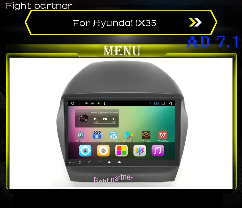 Заводская цена 9 дюймов Android 7,1 автомобильный радиоприемник для hyundai IX35 Tucson 2010 2011 2012 2013 gps навигация видео Wifi Bt