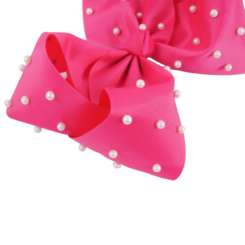 Бант для волос с белой жемчужиной 7 дюймов зажимом большая Шпилька бант девочек