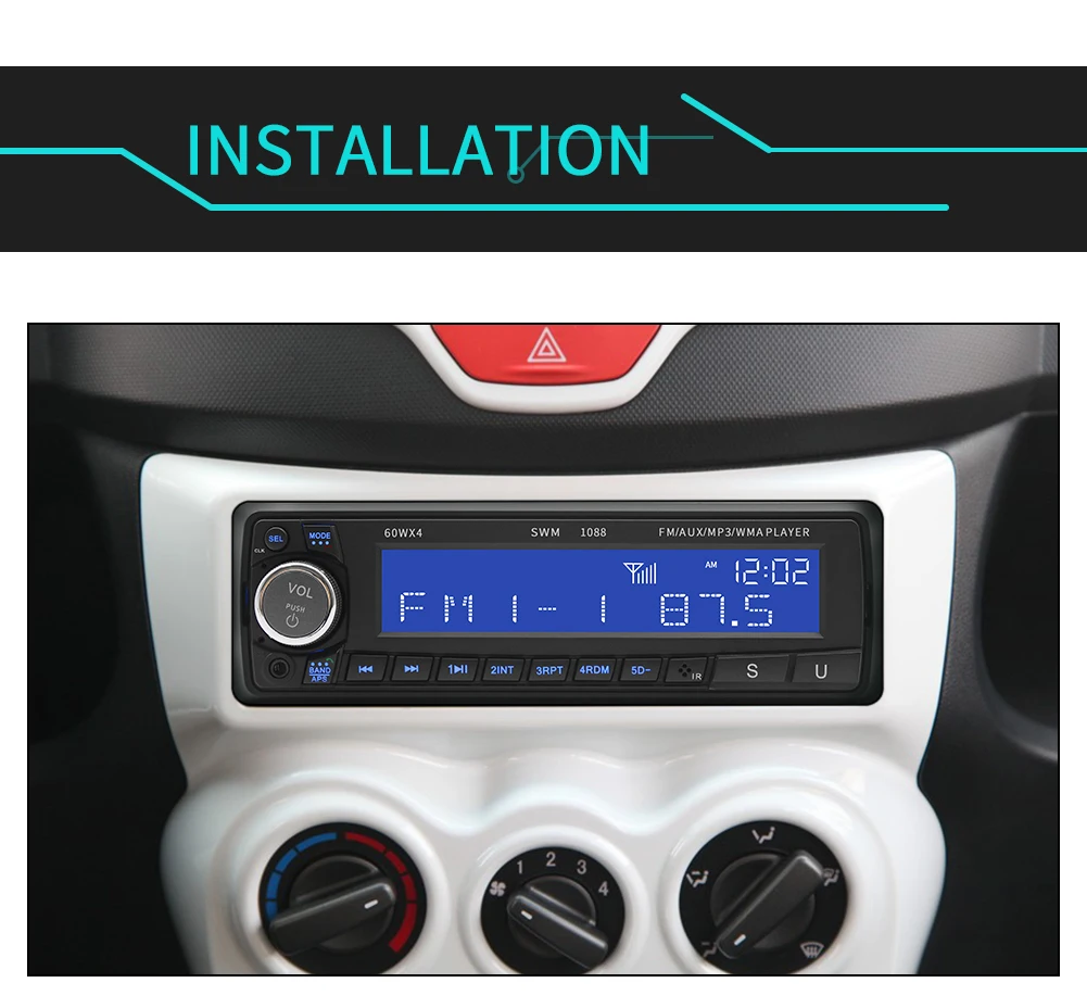 

Autoradio Bluetooth Subwoof Stere Board Module Radio USB TF FM Car MP3 Player with Remote Controller DC 12V Music