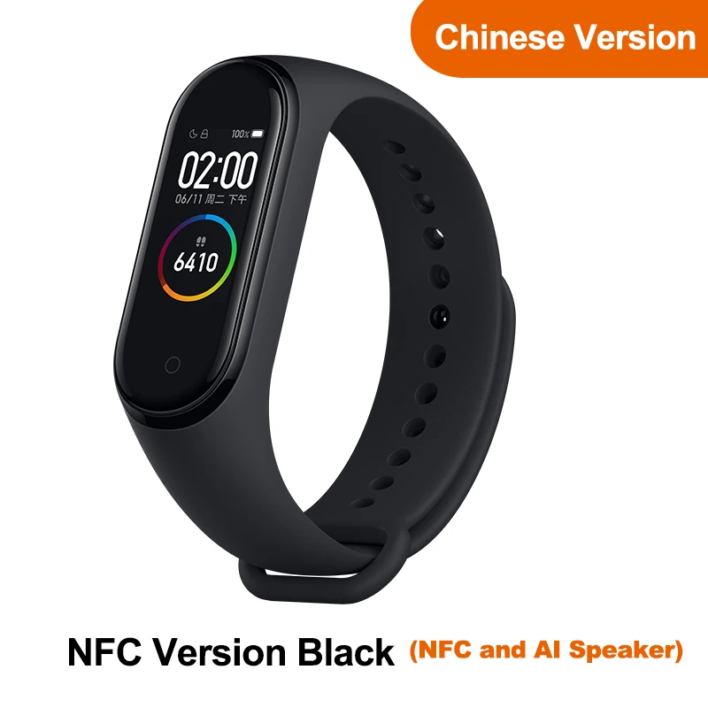CN NFC Version Black Original Newest Xiaomi Mi Band 4 Smart Miband 4 Bracelet Heart Rate Fitness AMOLED Color Screen Bluetooth 5.0 - Цвет: CN NFC Version Black