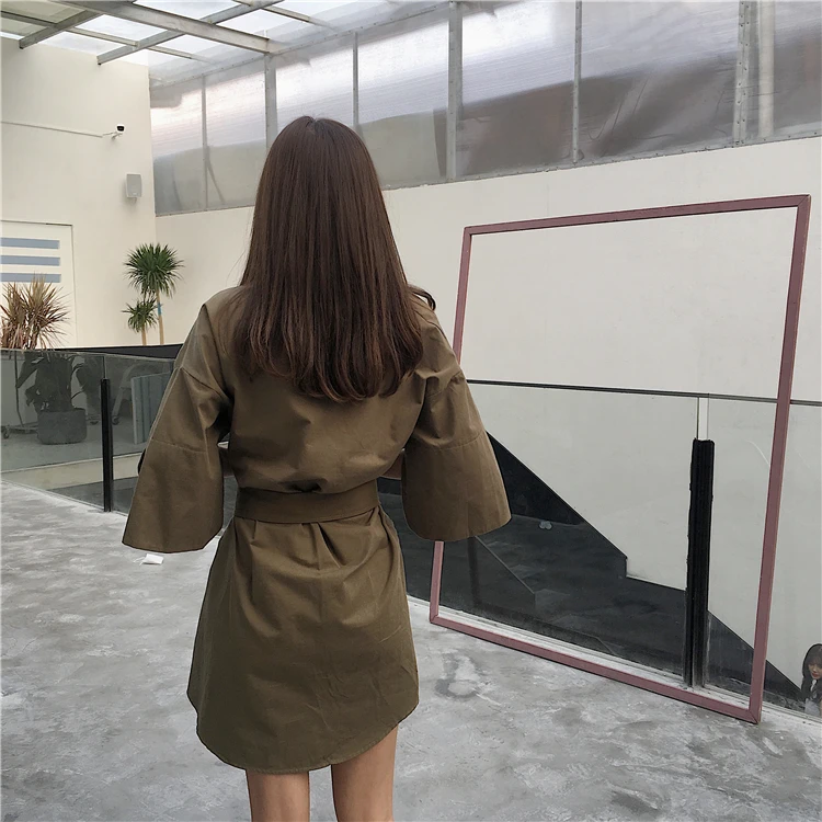 Fashion Office Dress Women 2017 Autumn Formal Work Asymmetrical Three Quarter Sleeve Shirt White Yellow Army Green D208 | Женская одежда