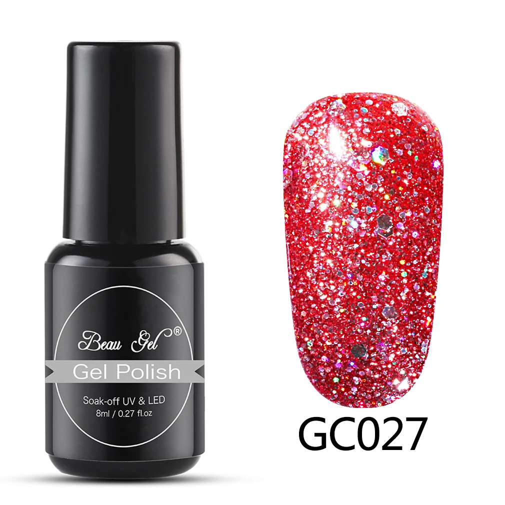 GC027 Beau гель 8 мл Bling Блестящий Гель-лак для ногтей замачиваемый УФ светодиодный блестящий гель с блестками маникюрный лак Полупостоянный Алмазный Гель-лак - Цвет: GC027