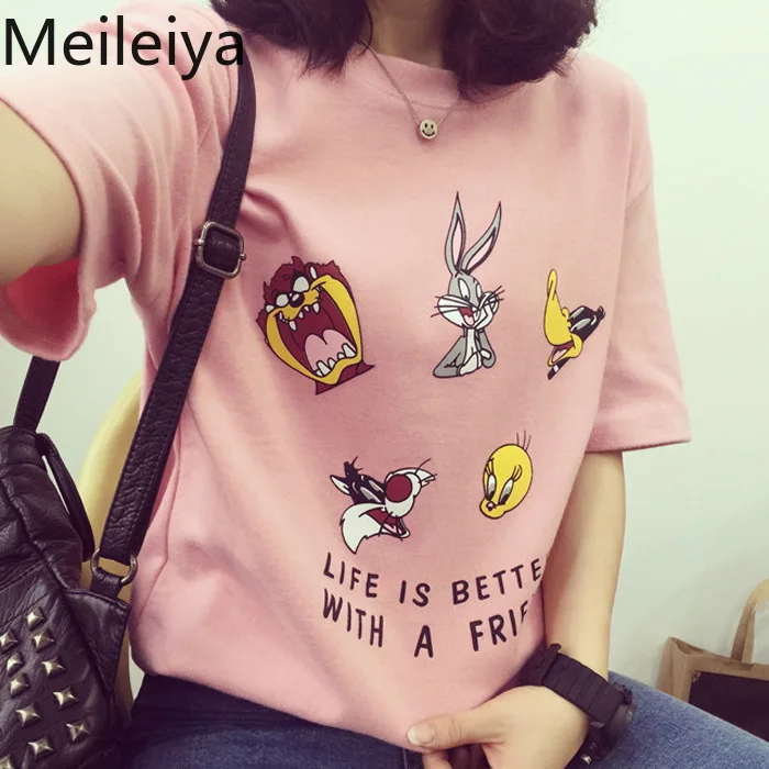 Женская футболка с рукавом Багз Банни Ulzzang летняя в стиле Харадзюку со ста