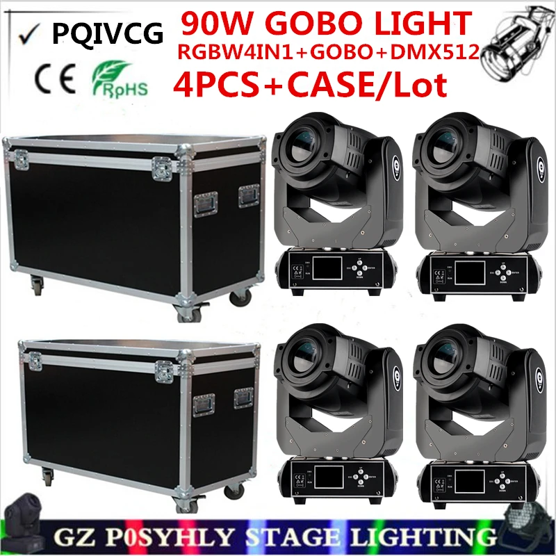4 шт./RGBW 4в1 90 Вт движущиеся фары/светодиодные лампы с узором + Корпус 7 dmx512