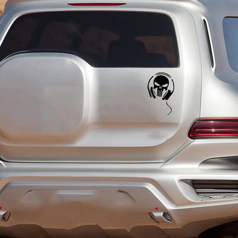

Car Stickers Skull Ghost Devil Headphone Creative Decals For Tail Window Waterproof Car Styling Vinyl 18*12cm