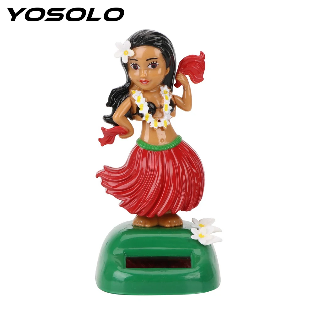 Украшение для автомобиля YOSOLO Hawaii Girl на солнечных батареях, качающаяся голова, игрушка для автомобиля, декомпрессия интерьера, украшение для автомобиля