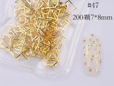 JS08-47 Смешанные формы Новое поступление полые гвоздики для нейл-арта металл/серебро 200 шт маникюрные аксессуары DIY Shell Slider гвозди PL8 - Цвет: JS08-47