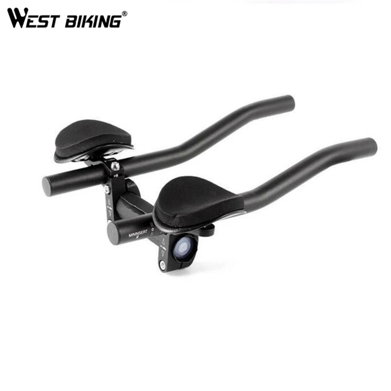 WEST BIKING руль для триатлона велосипеда, аэро-бар, руль для горного велосипеда, сплав, руль для отдыха, разделенный руль для триатлона - Цвет: BLACK