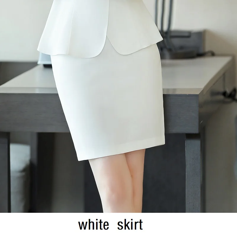 white skirt Женские костюмы тонкие летние с коротким рукавом блейзеры брюки 2-шт Набор OL формальные деловые женские брючные костюмы женские комплекты костюмы - Цвет: white skirt