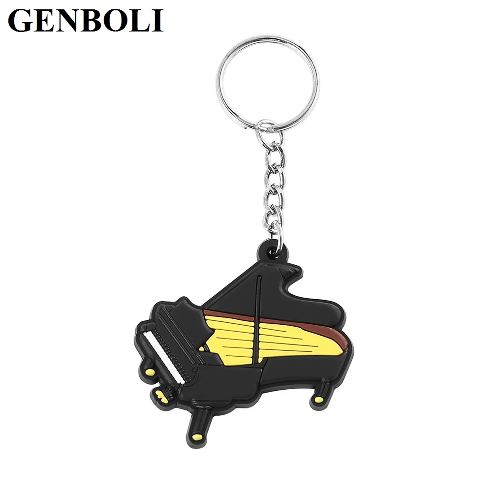 GENBOLI Music Violin Shape Silicone Keychain Key Ring Caps Chain Lovely Holder Pendant Gift For Men And Women | Украшения и
