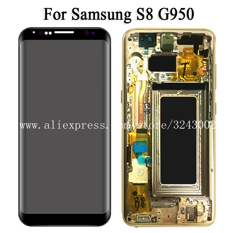 AMOLED 5 8 &quotЖК дисплей с рамкой для samsung Galaxy S8 Дисплей G950 G950F SM ЖК + Сенсорный экран