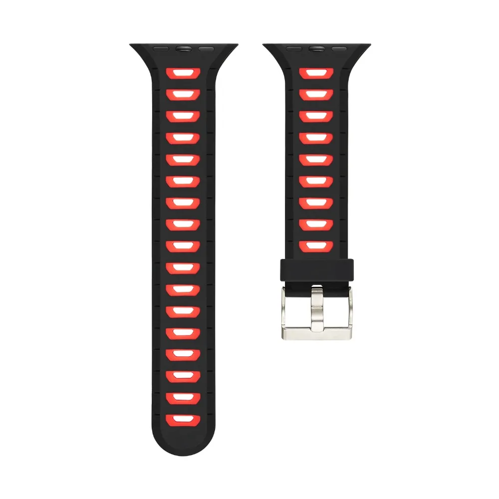 Double Color Silicone Sport Watch Strap for Apple 38mm 42m Series 3 2 1 Rubber Band Replacement iWatch Wristband | Наручные часы