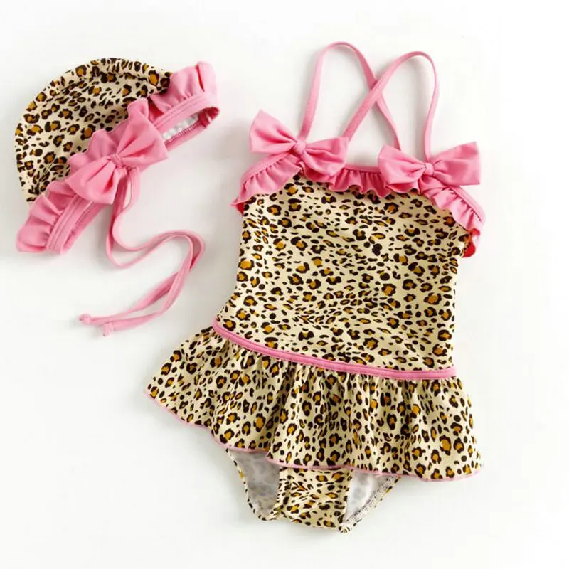 Детский купальник с леопардовым принтом для девочек Высококачественный Цельный