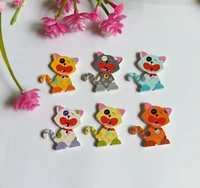 100pcs multicolor printing cartoon 2 holes diy random wooden buttons sewing scrapbooking accessories decorative buttons 2925mm