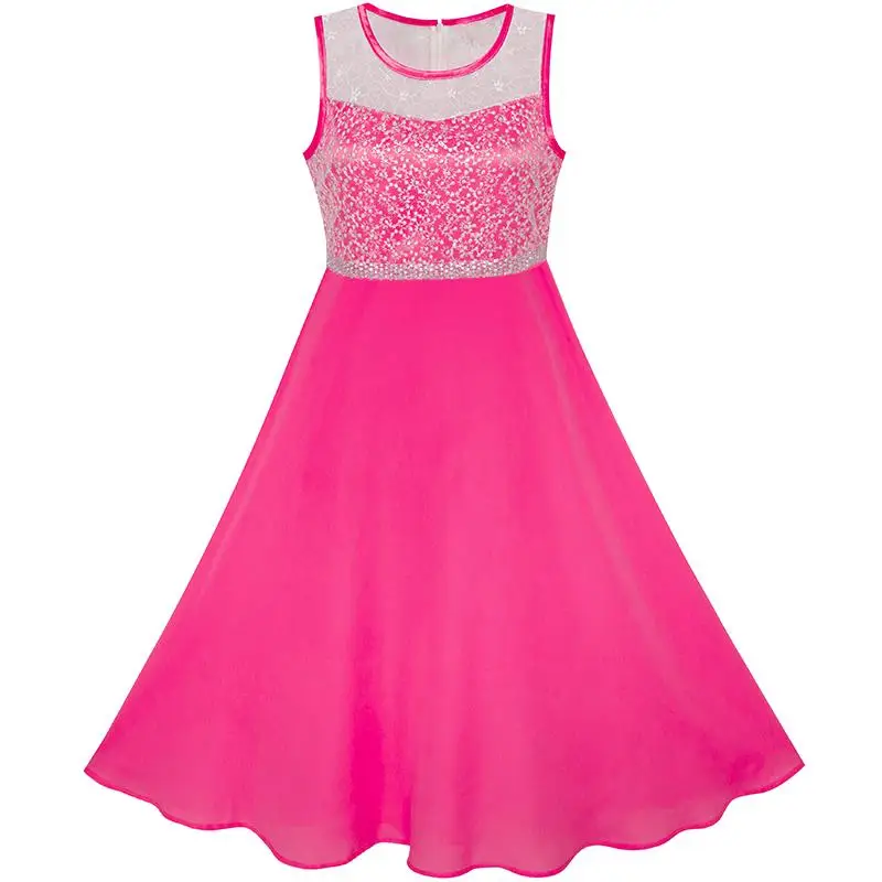 Flower Girl Dress Rhinestone Chiffon Bridesmaid Dance Ball Maxi Prom Gown 2020 Summer Princess Wedding Party Size 6-14 Carnival | Детская