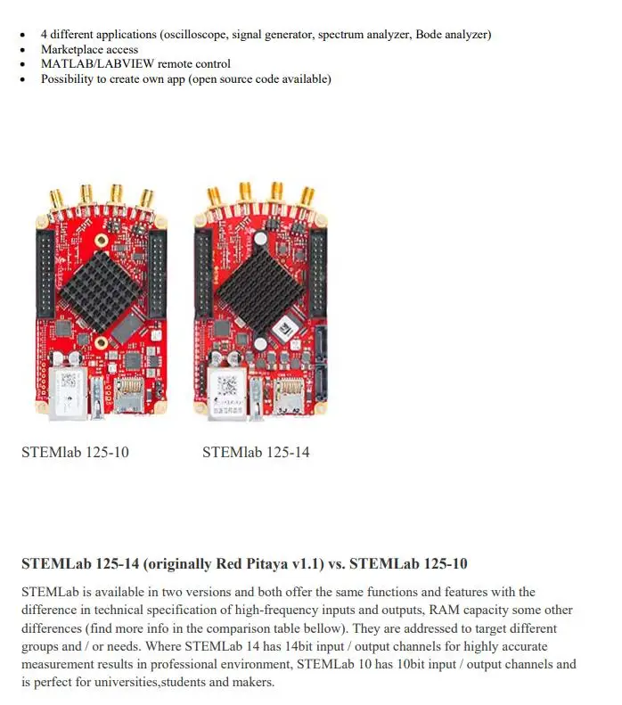 1 шт. х Красный Pitaya STEMlab 125-14 или STEMlab 125-10 Стартовые наборы