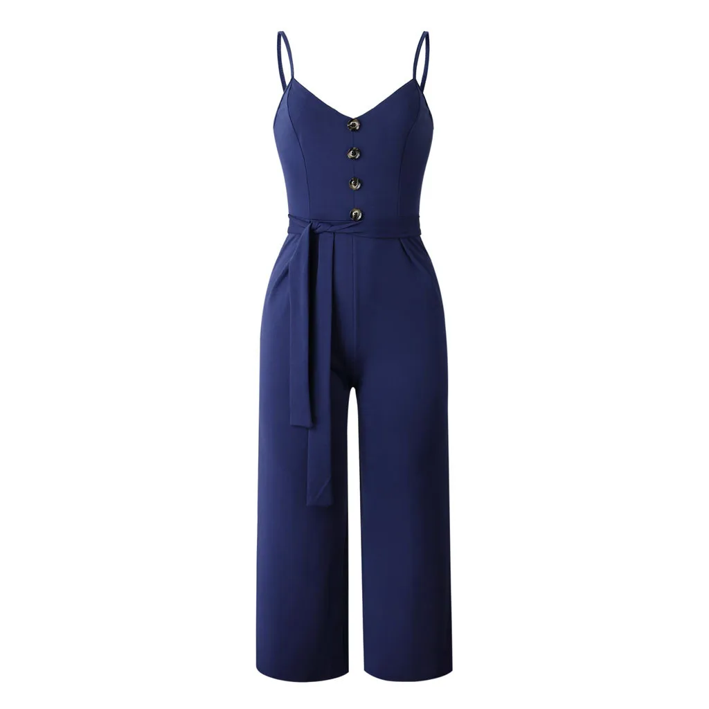 

Overalls for Women Button Off Shoulder Sleeveless Rompers Jumpsuit Playsuit With Belt Summer Romper Women 2019 combinaison femme
