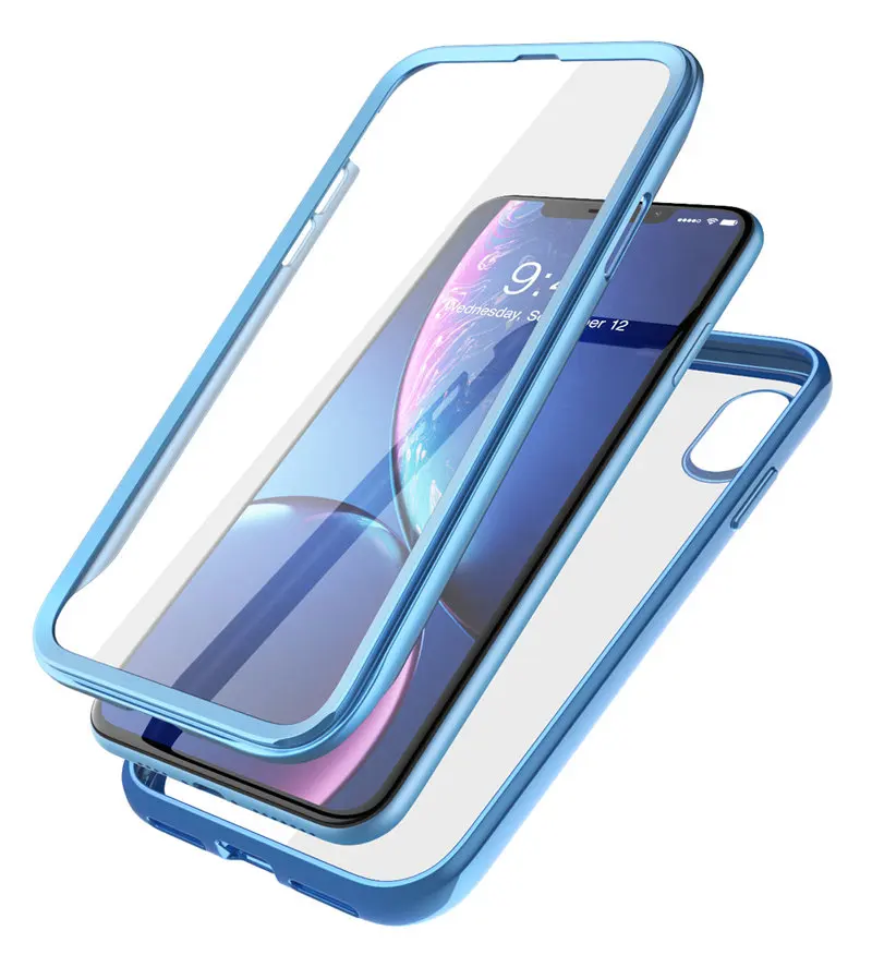 SUP чехол для iPhone XR 6,1 дюймов, чехол UB Electro, полный корпус, прозрачный, блестящий тонкий гибридный Чехол со встроенной защитной пленкой