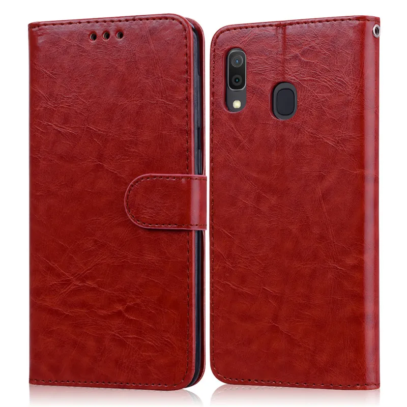 Brown Роскошный кожаный чехол-книжка для samsung A20, чехол-кошелек, чехол для телефона samsung Galaxy A20 A 20 SM-A205F A205 A205F, чехол - Цвет: Brown