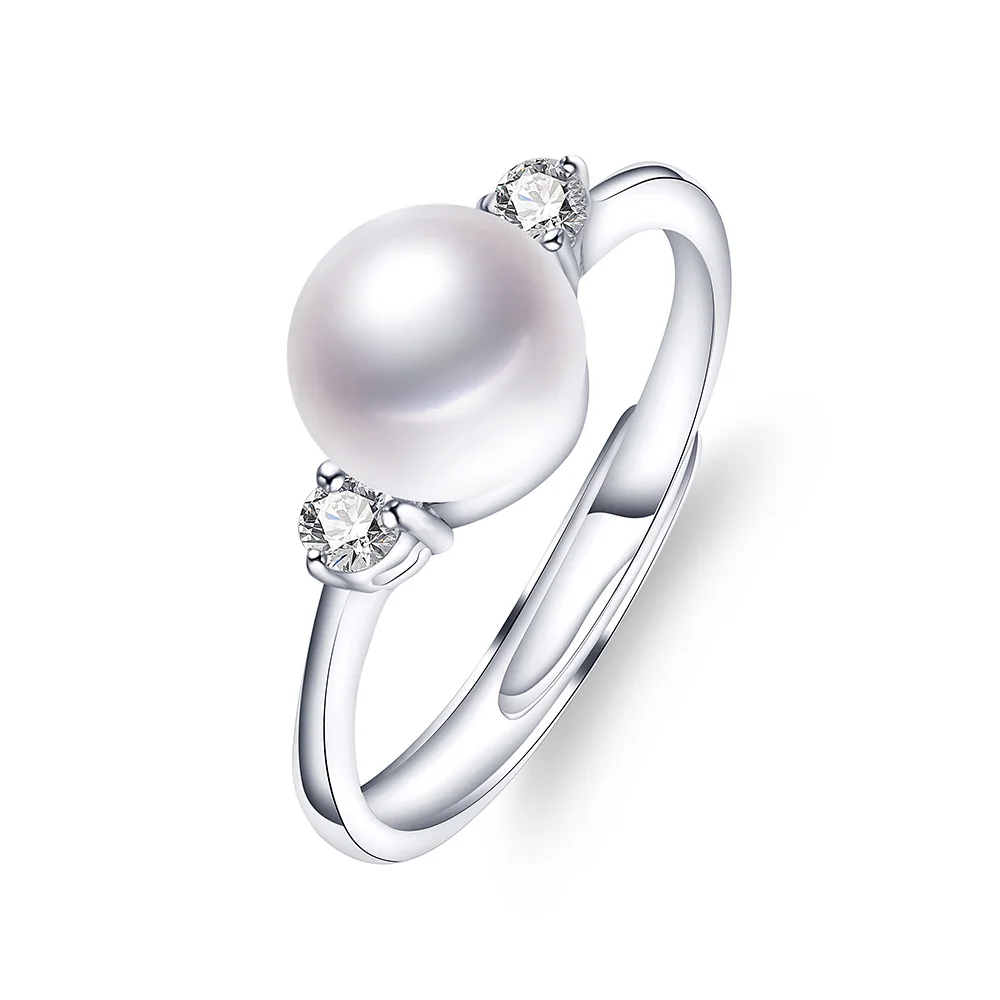 white pearl Высококачественное черное натуральное пресноводное жемчужное свадебное кольцо модное 925 пробы Серебряное Женское Обручальное Кольцо элегантное ювелирное изделие - Цвет основного камня: white pearl