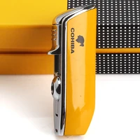 cohiba mini pocket cigar lighter metal windproof 3 jet blue flame torch cigarette lighters with cigar punch no gift box