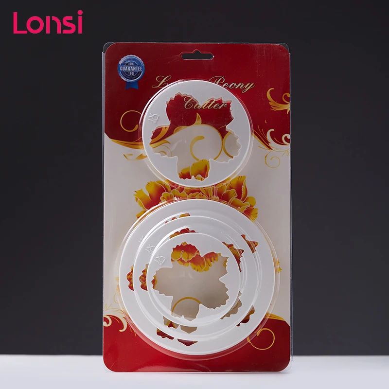 LONSI 4 шт./компл. поршневой резак Роза инструмент для резки торта помадка украшения