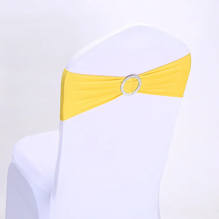 yellow 10 шт. свадебные чехлы на стулья эластичные ремни кольцо на спинку стула декоративный ремень - Цвет: yellow