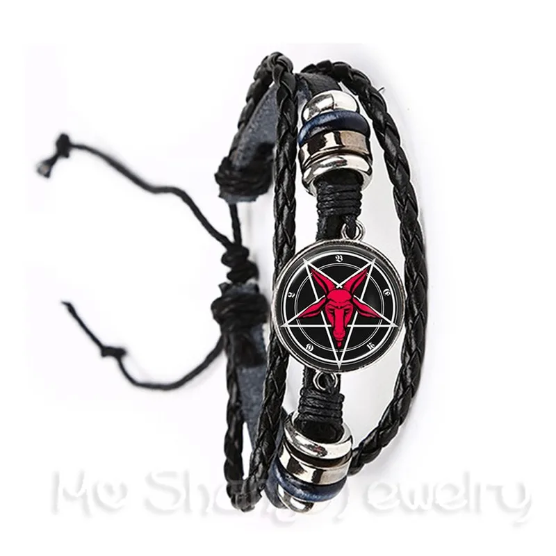 

New Supernatural Pentagram Glass Bracelet Gothic Pendant Satanism Evil Occult Pentacle Jewelry Pagan Charm Gift For Friends