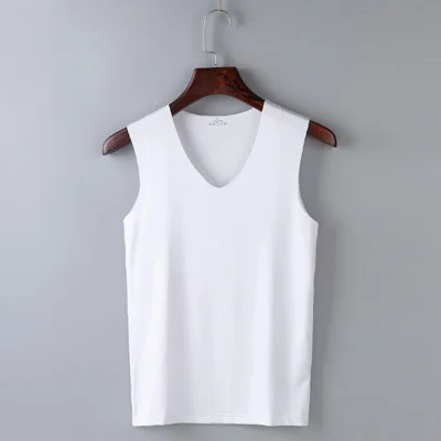 NO.W vest Мужская Летняя бесшовная эластичная майка, Удобная майка, майка без рукавов с v-образным вырезом, мягкий однотонный жилет, новые модные повседневные топы - Цвет: NO.W vest