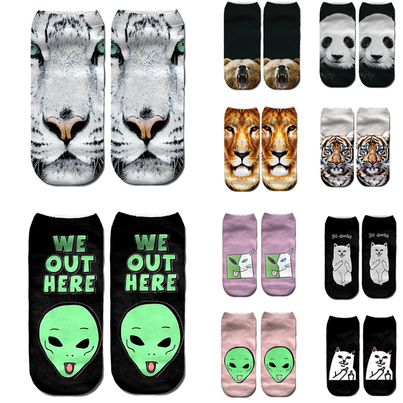 Мягкие Шорты с 3D принтом животных носки для женщин и мужчин модные хлопковые